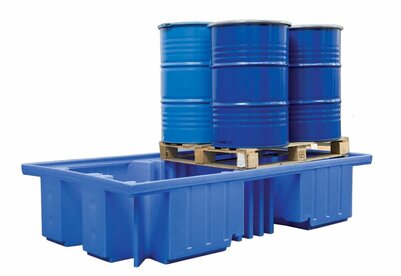 Lekbak voor 2 IBC's of 8 vaten - zonder rooster